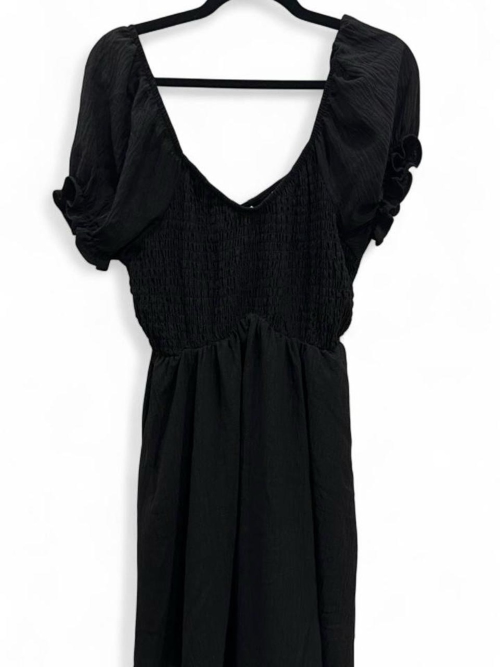 RSQ Black Puff Sleeve Smocked Mini Dress